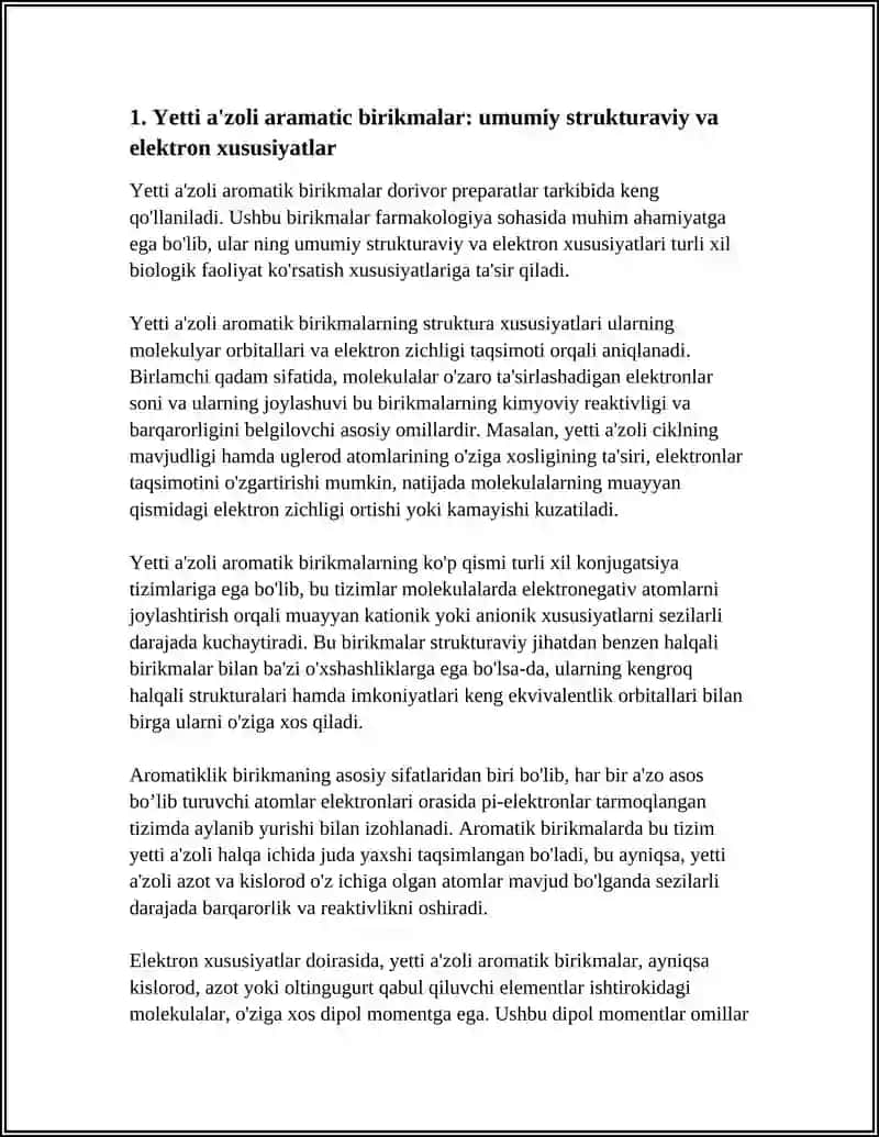 DORIVOR PREPARATLAR TARKIBIDAGI YETTI A'ZOLI ARAMATIK BIRIKMALAR 3