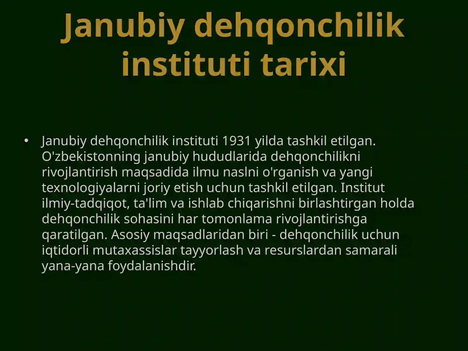 Janubiy dehqonchilik instituti faoliyati 3