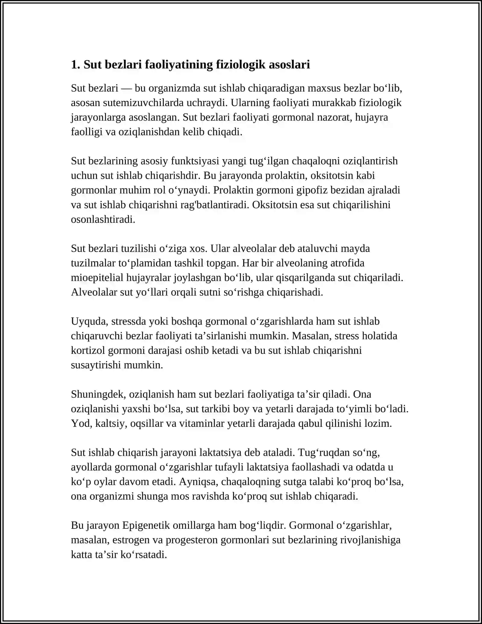 SUT BEZLARI FAOLIYATINING BOSHQARILUV SUT BEZLARINING YOSHGA QARAB OʻZGARISHI 3