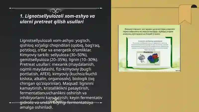 Biotexnologik jarayonlar xom-ashyosi va ulardan olinadigan mahsulotlar 3