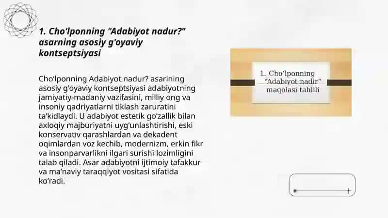 Choʻlponning adabiy-estetik qarashlari va "Adabiyot nadur?" 3