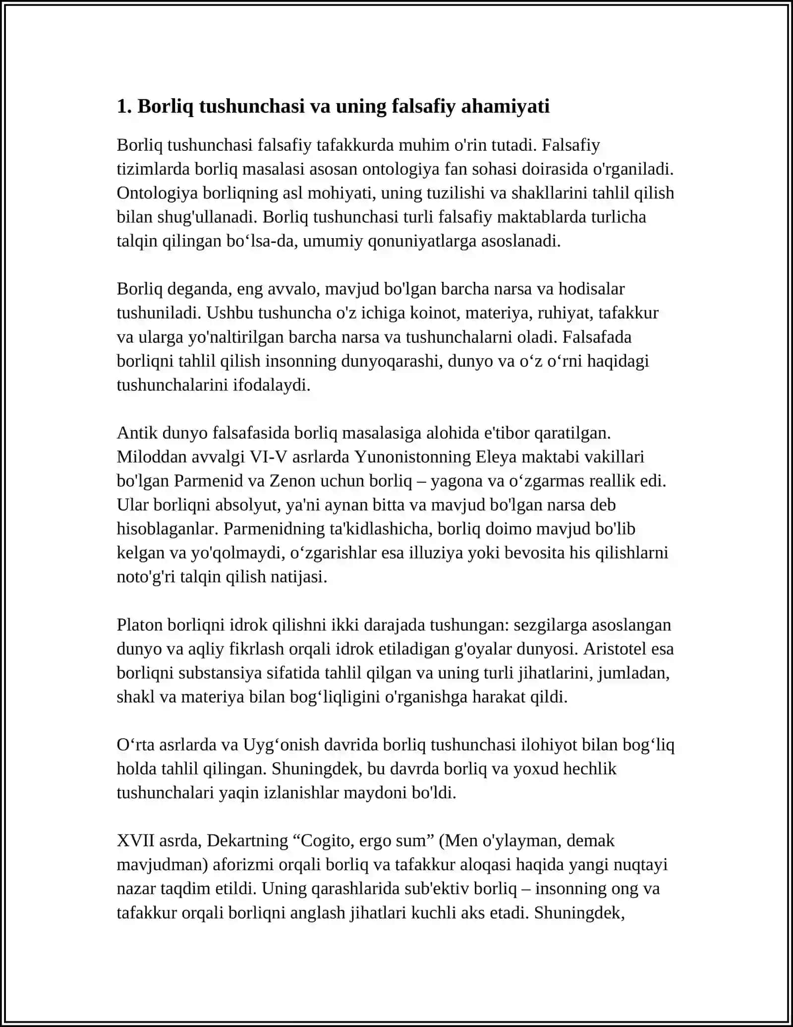 BORLIQ FALSAFASINI O'RGANISHNING AHAMIYATI 3