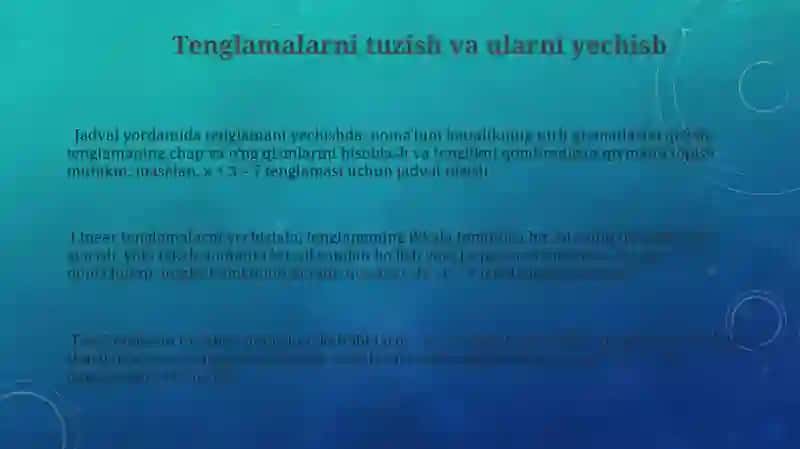 Tenglama va jadval yaratish usullari 3