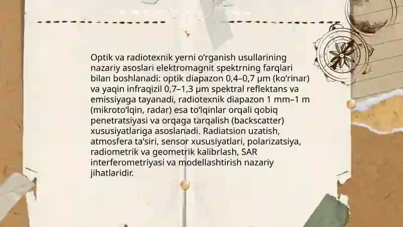 Yerni oʻrganishning optik va radiotexnik usullari qiyosiy taxlil 3
