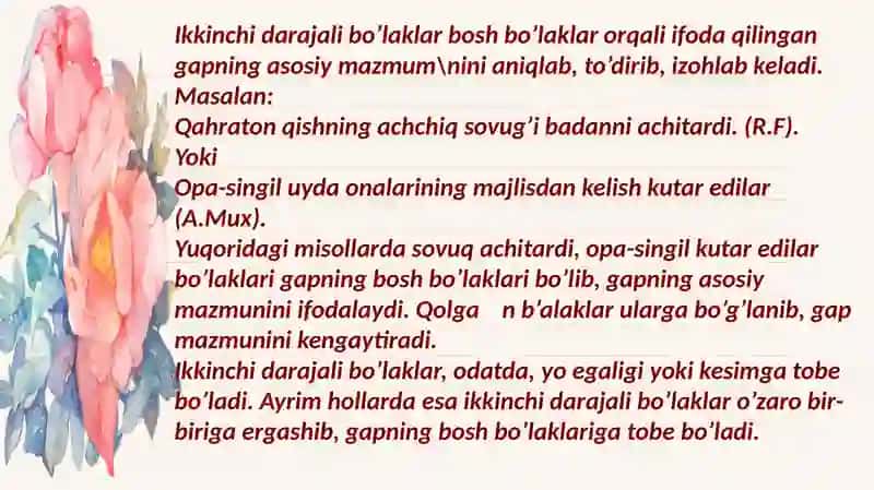 Gapning ikkinchi darajali bo’laklari 3