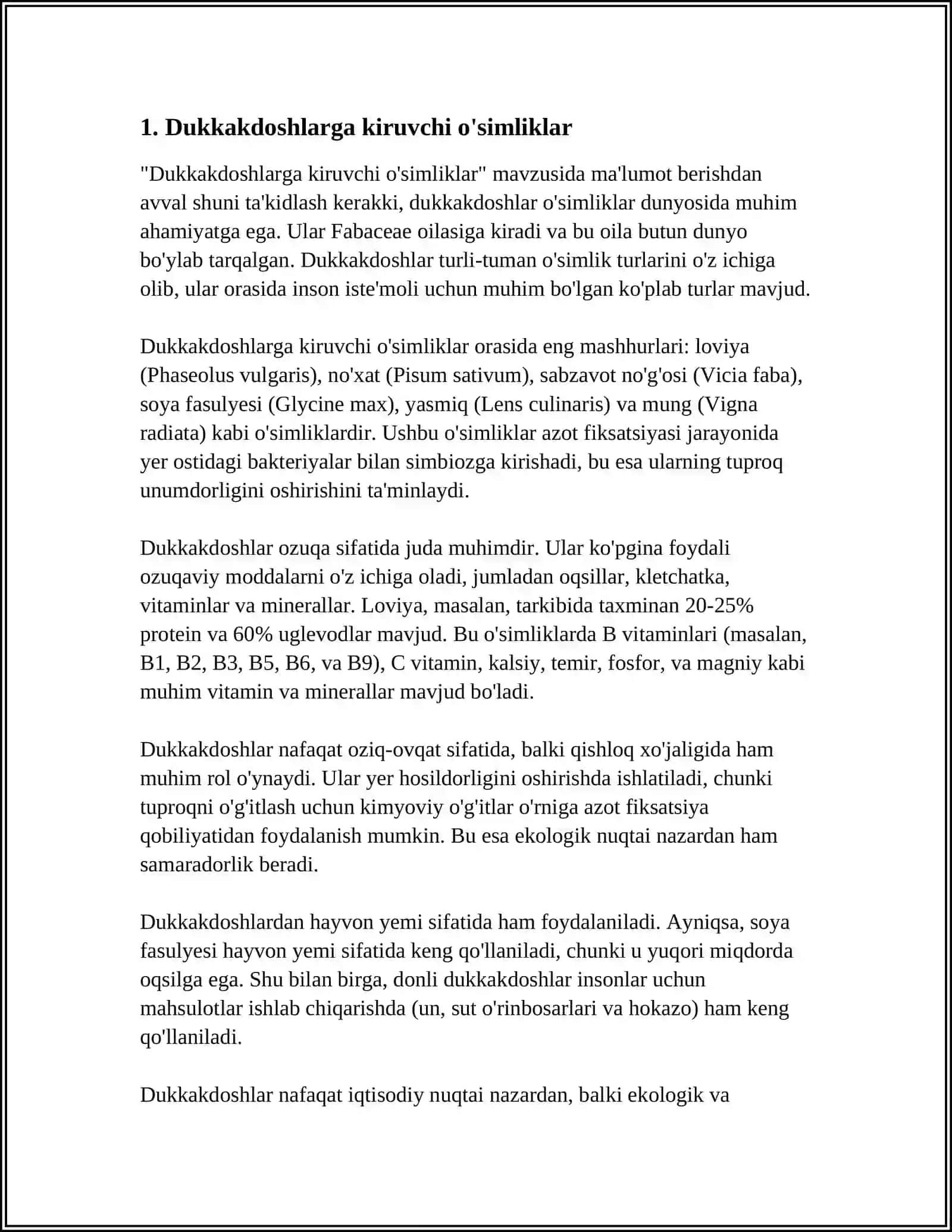 Dukkakdoshlarga kiruvchi o'simliklar 3
