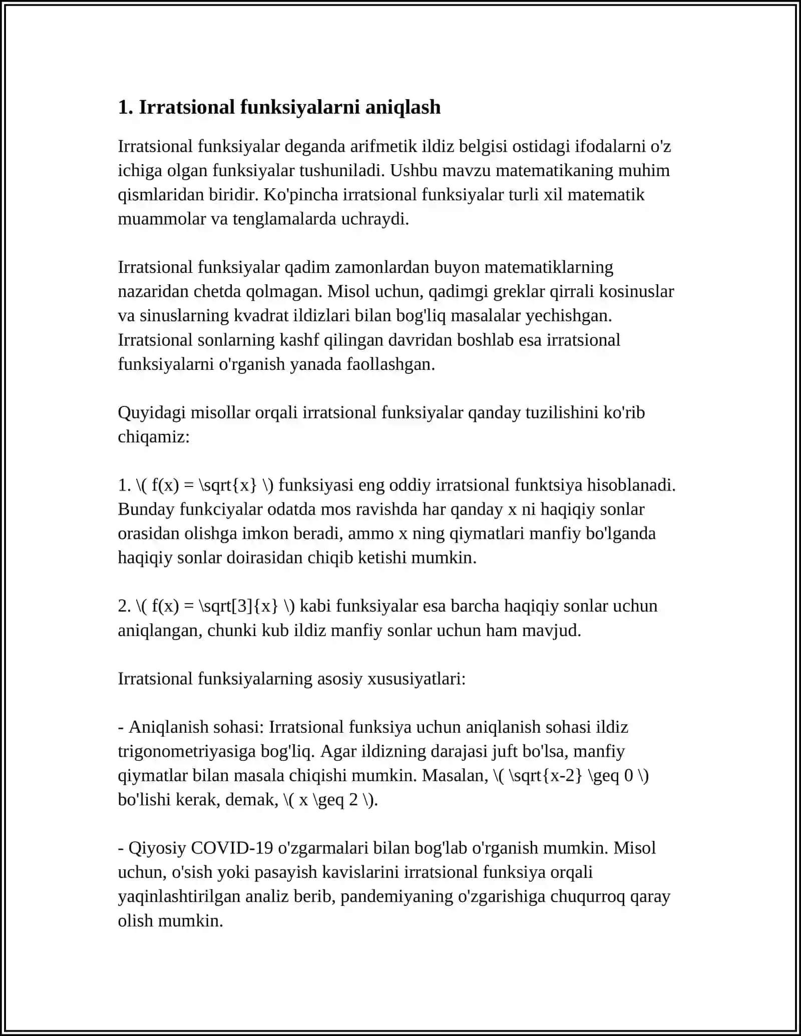 IRRATSIONAL FUNKTSIYALARNI INTEGRALLASH 3