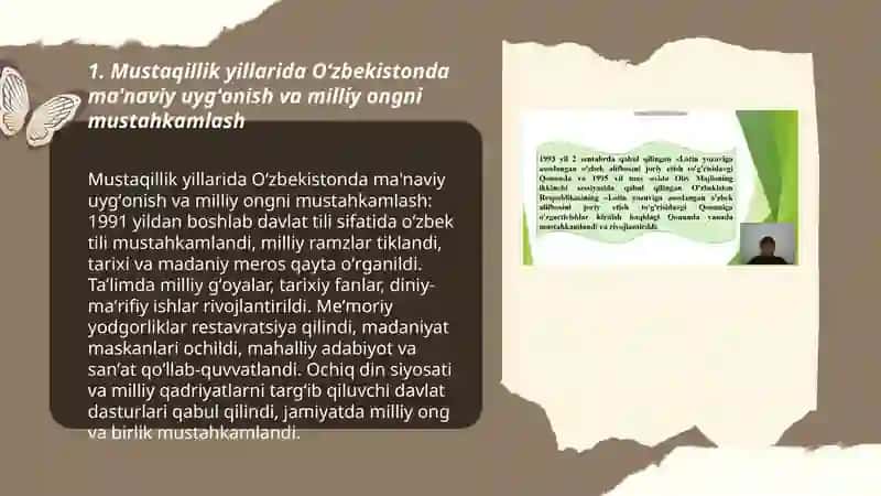 Mustaqillik yillarida Oʻzbekistondagi maʼnaviy va madaniy taraqqiyot 3