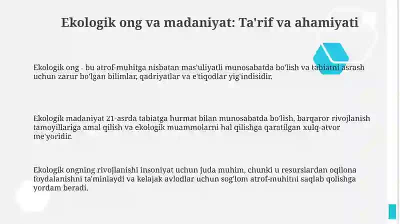 Ekologik ong va ekologik madaniyatni shakllantirish 3