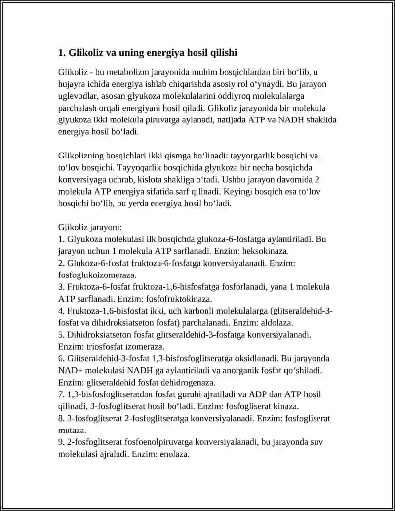 METABOLIZM JARAYONIDA ENERGIYA HOSIL BOLISHI VA SARFLANISHIGA OID MA'LUMOTLAR 3