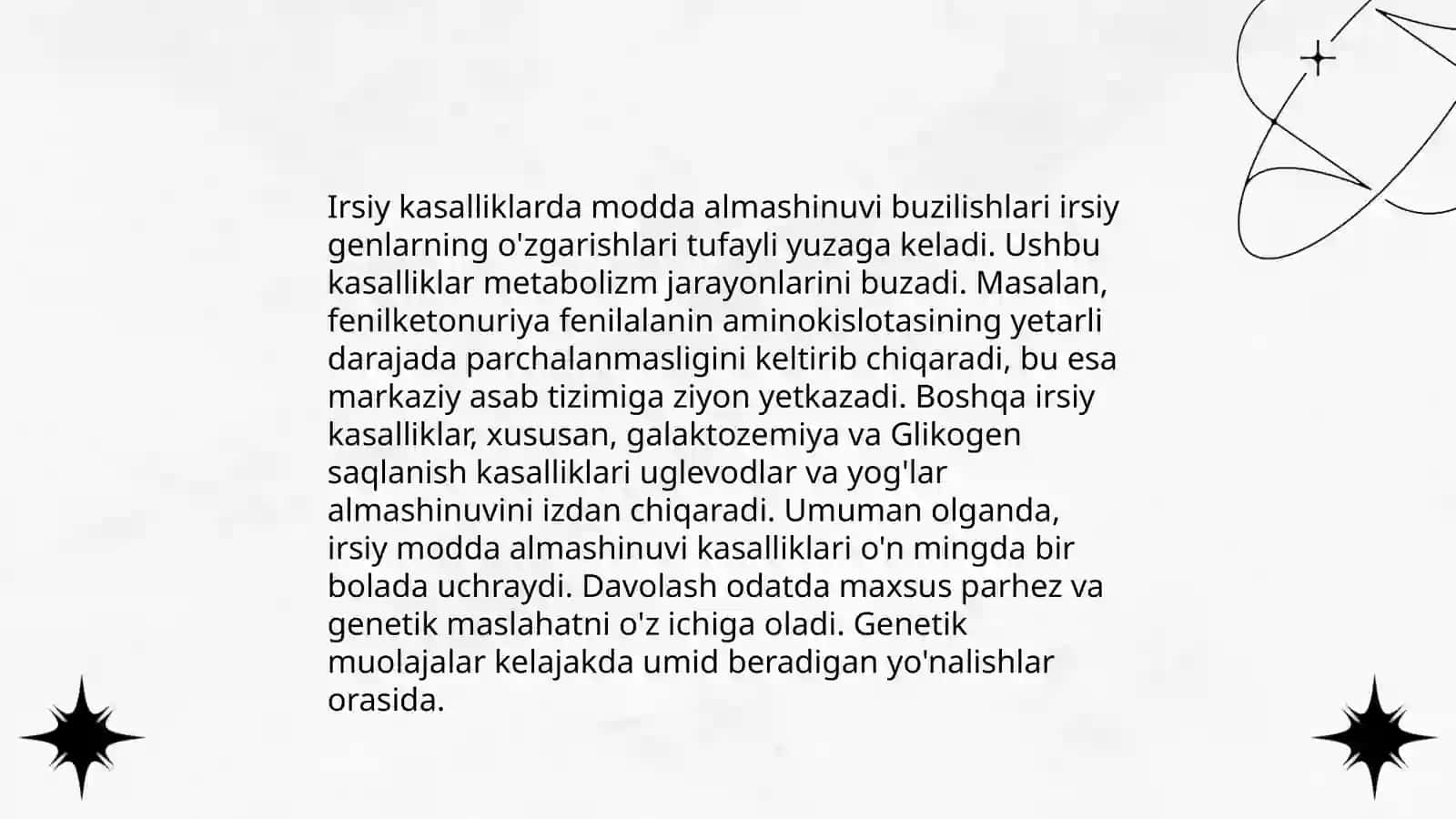 Irsiy kasalliklarda modda almashinuvi xususiyatlari 3