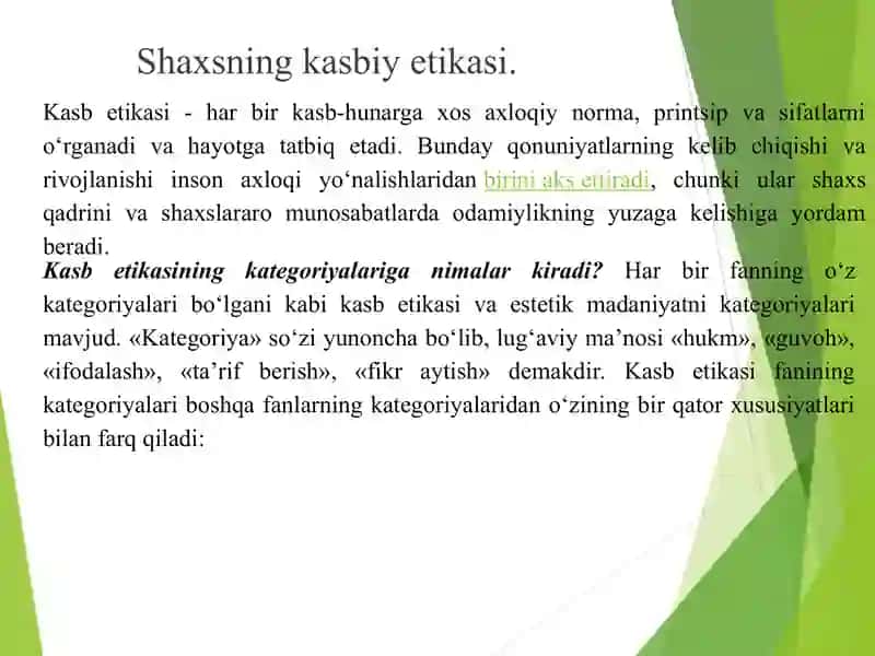 Shaxsning kasbiy etikasi va individual xususiyatlar 3