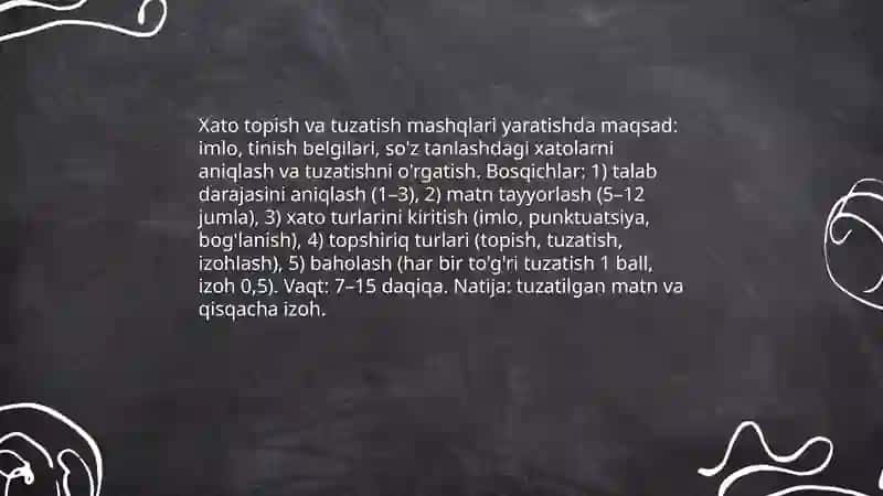 Imloviy savodxonlikni oshirish boʻyicha topshiriqlar ishlab chiqish 3
