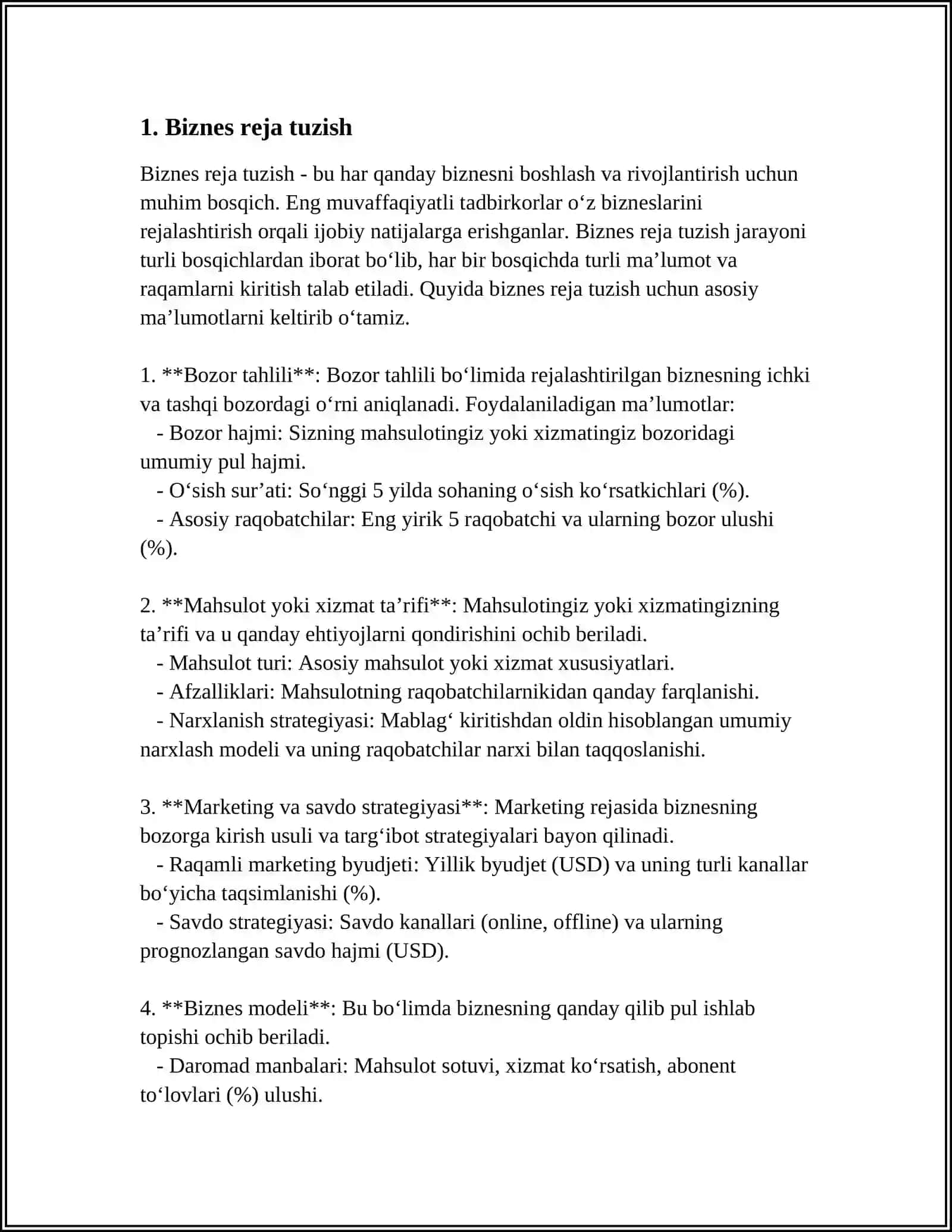 TADBIRKORLIK VA KICHIK BIZNES BOSHQARUVI REFERAT 3