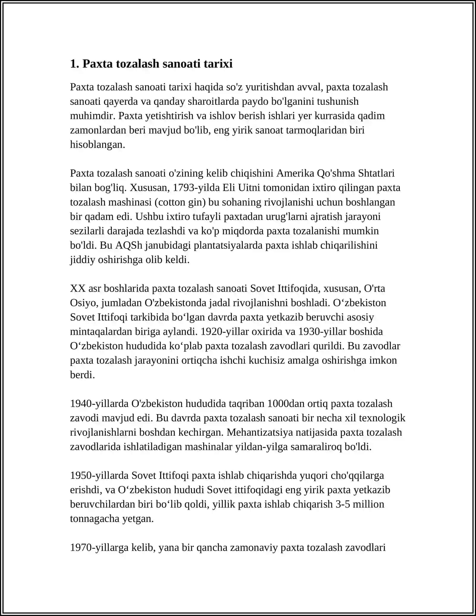 PAXTA TOZALASH SANOATI HAQIDA UMUMIY MALUMOT 3