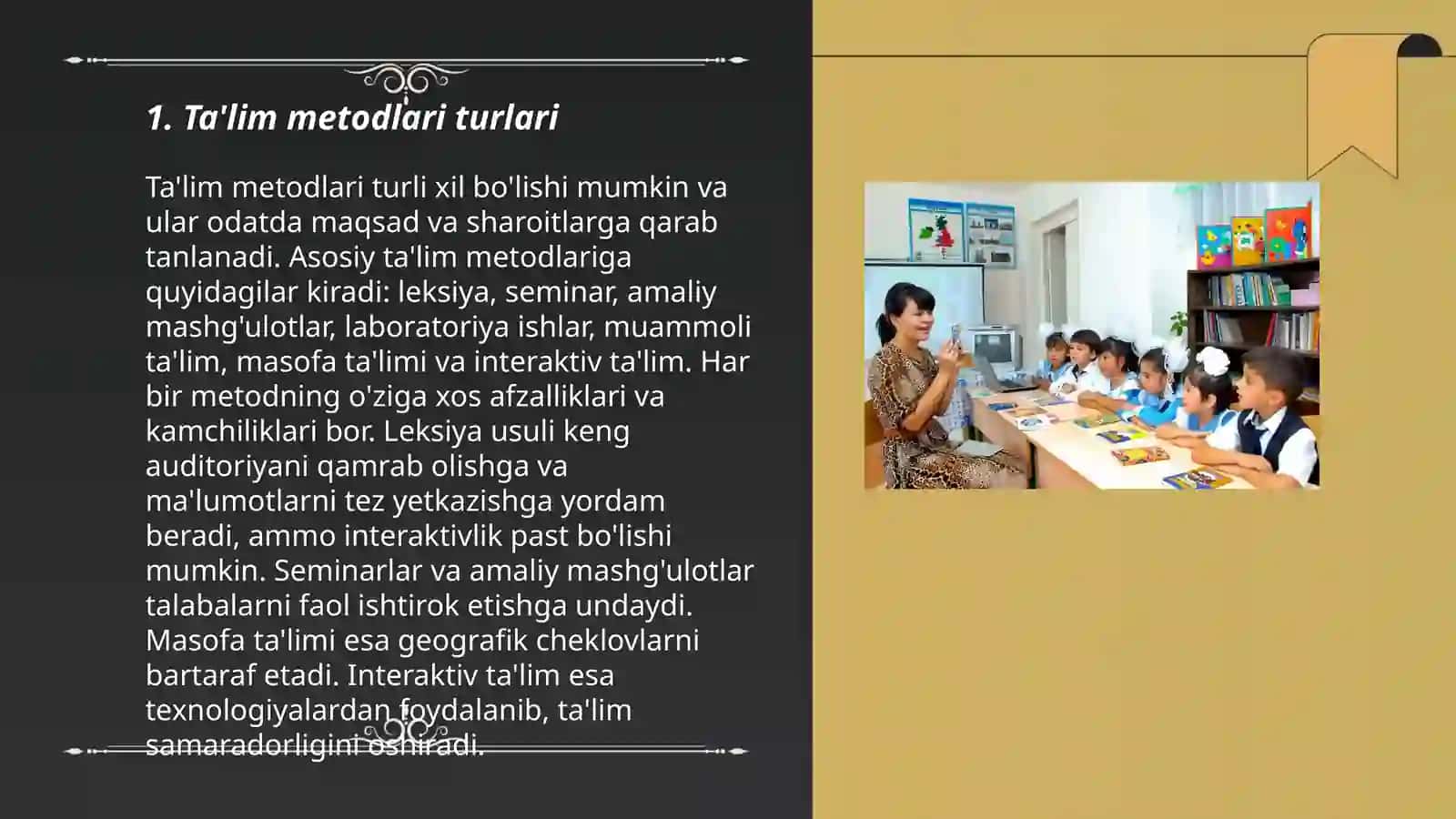 Ta'lim metodlari va vositalari. Ta'limni tashkil etish 3
