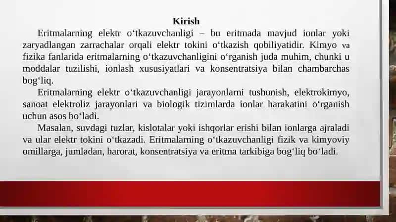 Eritmalarning elektr o‘tkazuvchanligi 3
