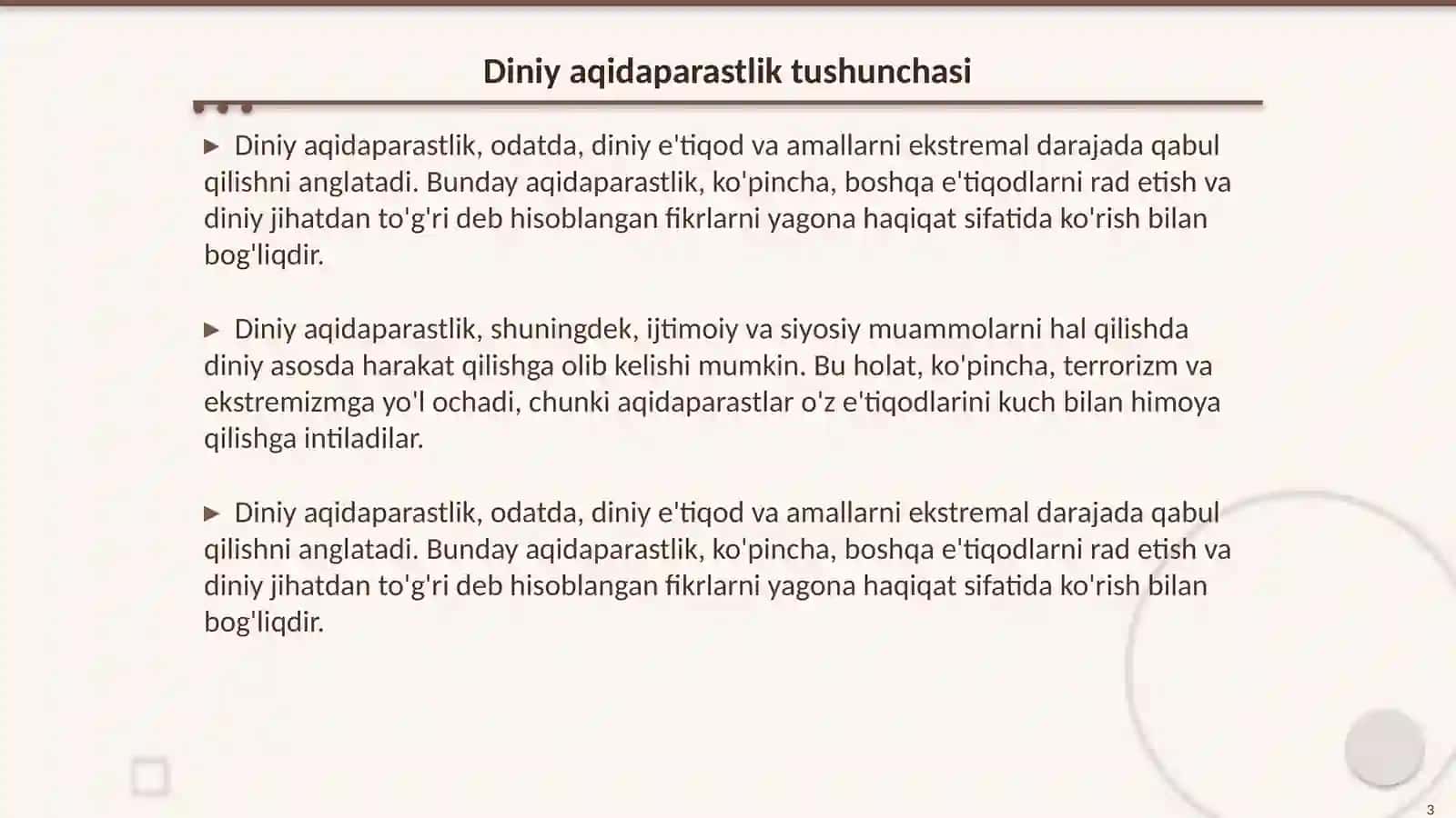 Diniy aqidaparastlik ekstremizm paydo boʻlishi 3