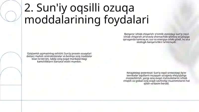 Sunʼiy Oqsil Ozuqa Moddalarning Ishlab Chiqarilishi Va Kelgusidagi Imkoniyatlar 3