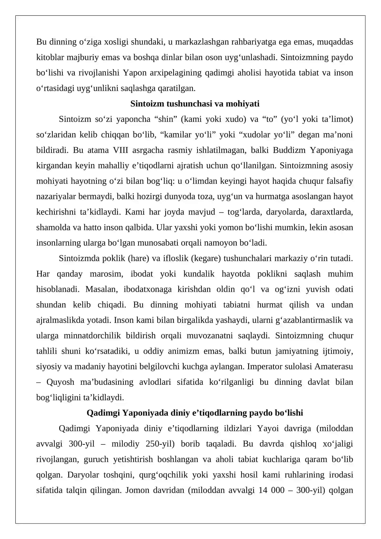 Yapon milliy dini sintoizmning paydo bo‘lishi va rivojlanishi 3