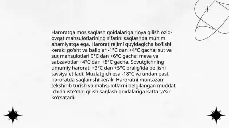 Oziq-ovqat mahsulotlarini saqlash qoidalari 3