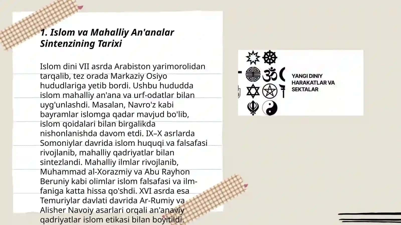 Islom va boshqa diniy aqidalar sinkretlashuvi natijasida shakllangan diniy ta'limotlar tarixi 3