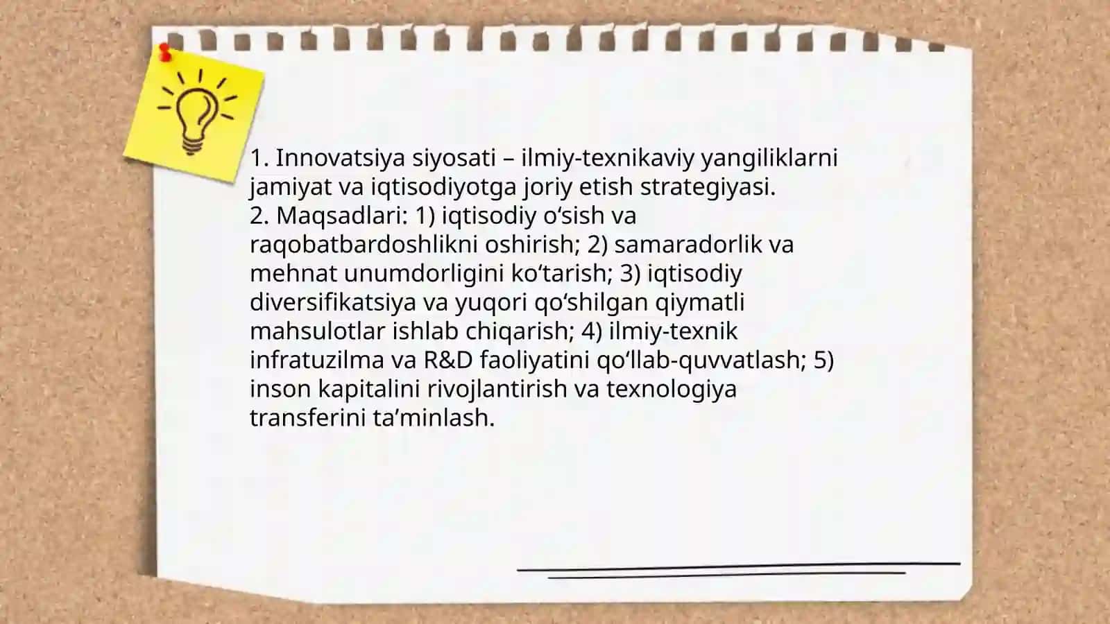 Innovatsiya siyosati: maqsadi, vazifalari, amalga oshirish dastaktalari va yoʻnalishlari 3