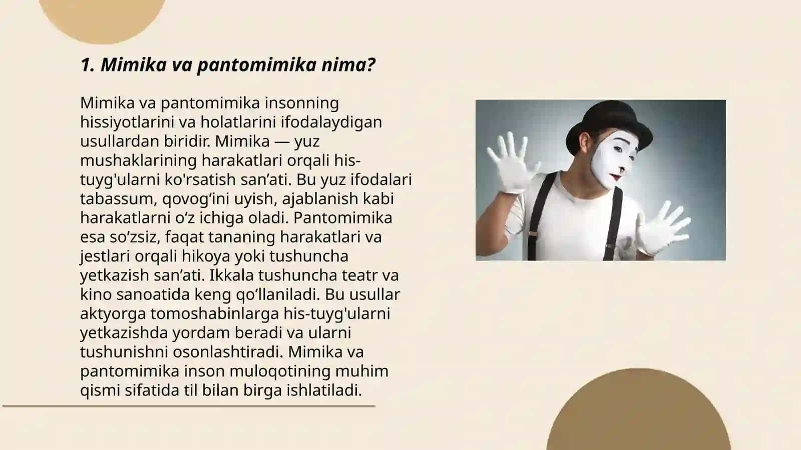 Pedagogik texnika: mimika pantomimika 3