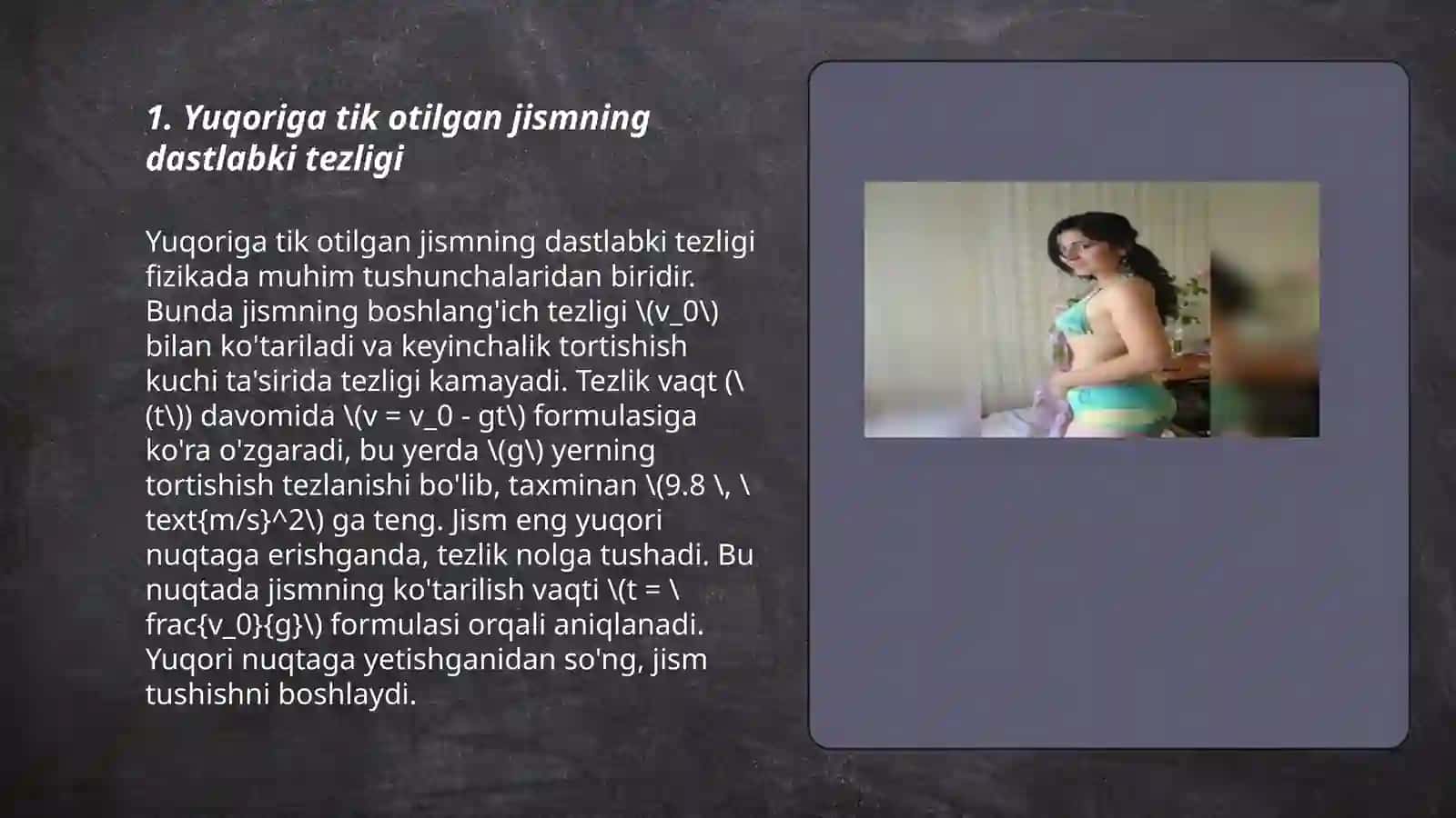 Yuqoriga tik otilgan jismning xarakati 3