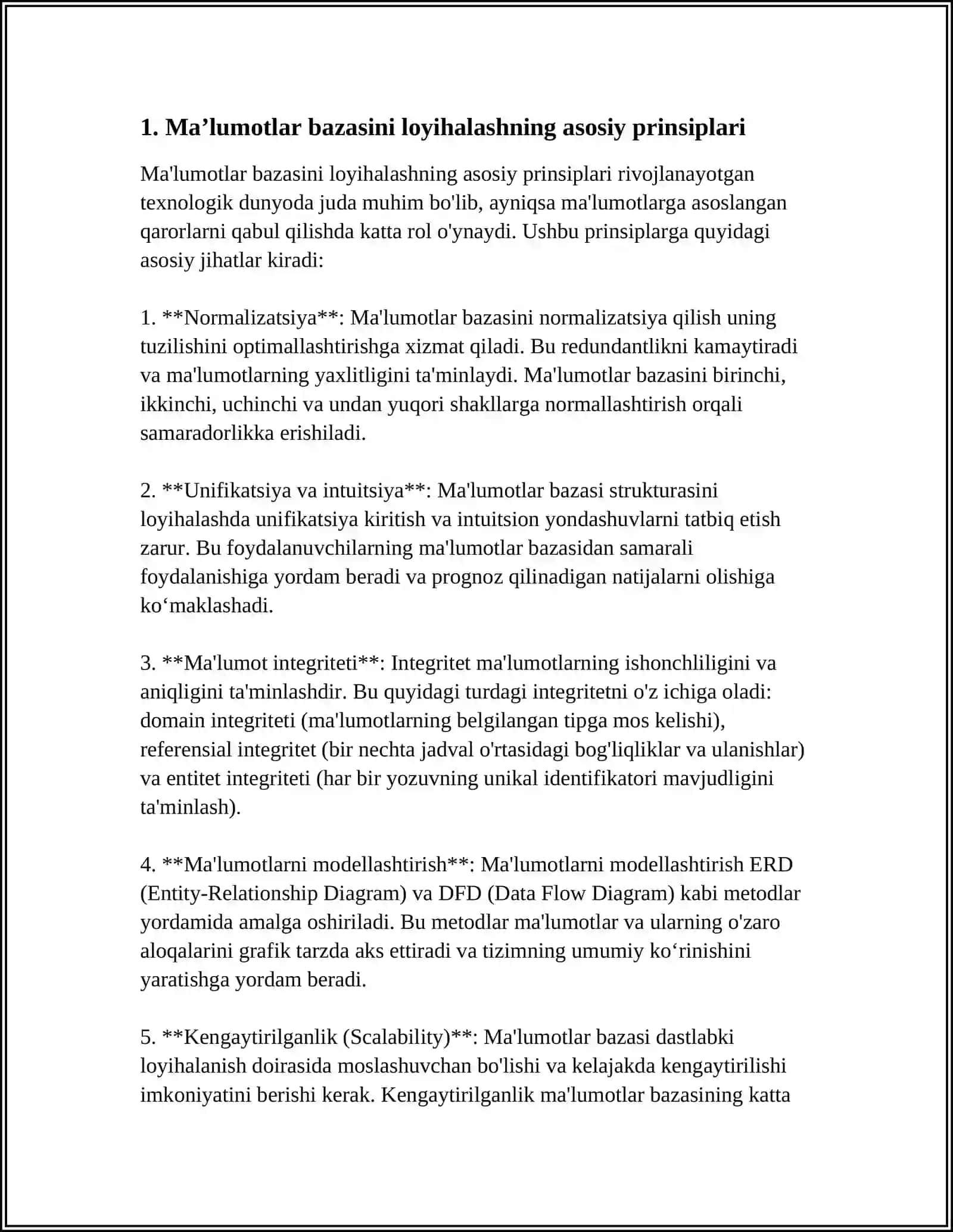 MAʼLUMOTLAR BAZASINING STRUKTURASINI LOYIHALASH 3