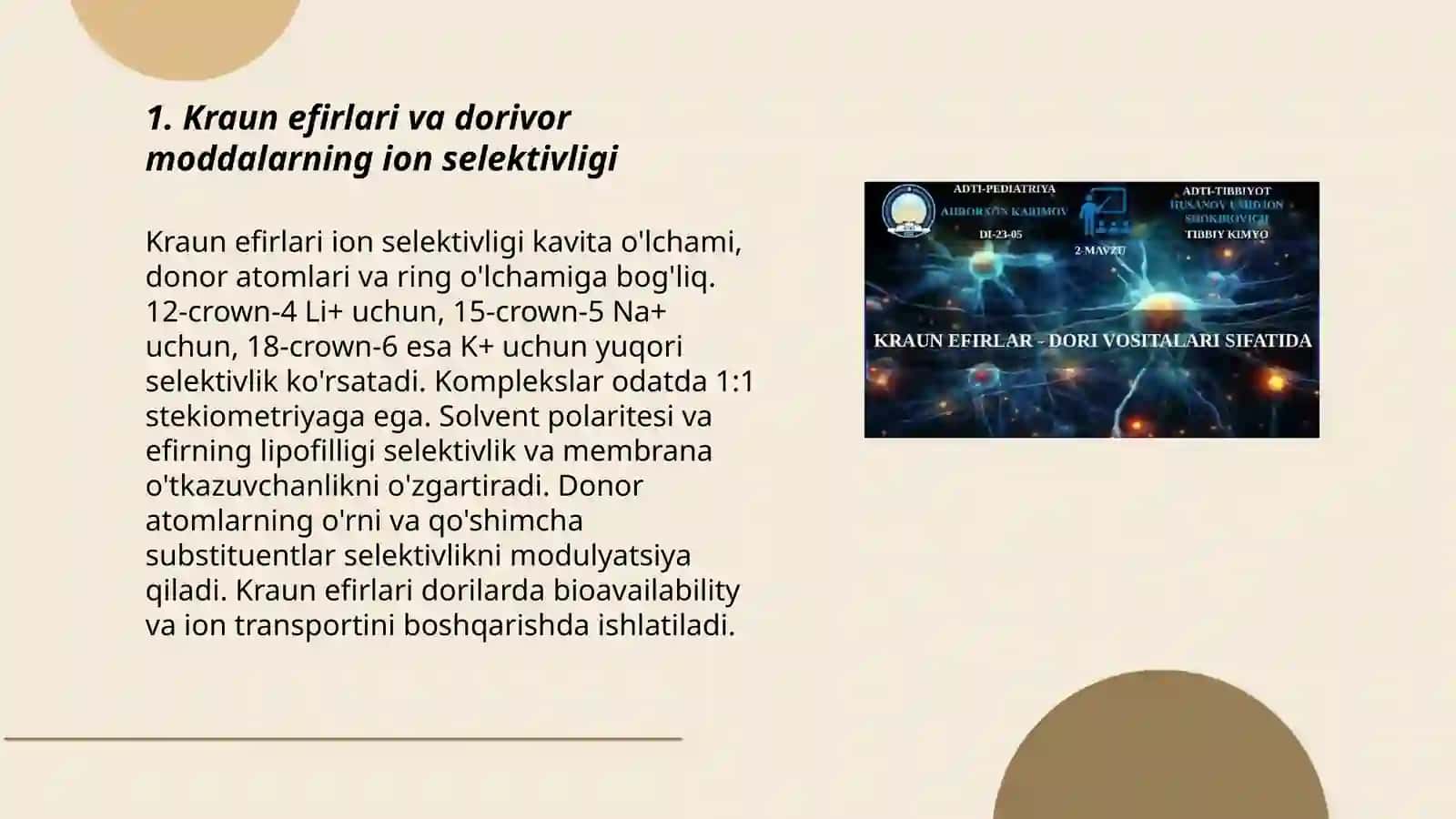 Kraun efirlari-dori vositalari sifatida 3