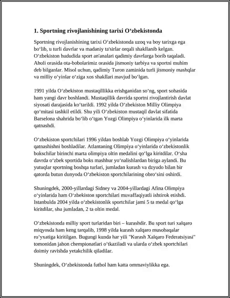 O‘ZBEKISTONDA SPORTNING RIVOJLANISHI VA JAHON ARENALARIDA TURGAN ORNI 3