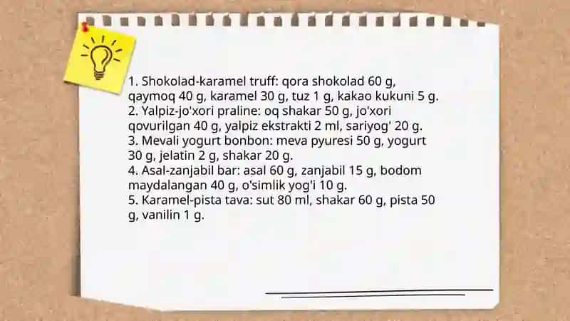 Kombinatsiyalashgan yangi turdagi qandolat mahsulotlari ishlab chiqarish 3