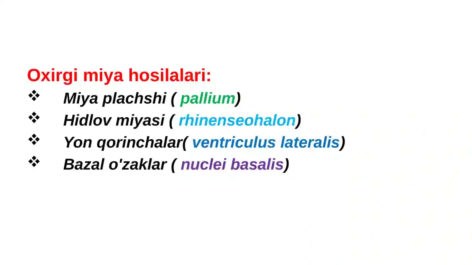 Oxirgi miya. Uning yoshga qarab o'zgarishi 3