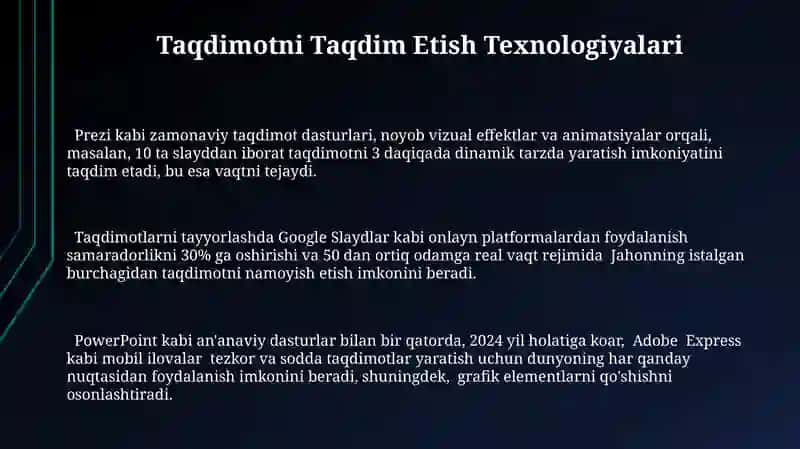 Taqdimot tayyorlash texnologiyalari 3