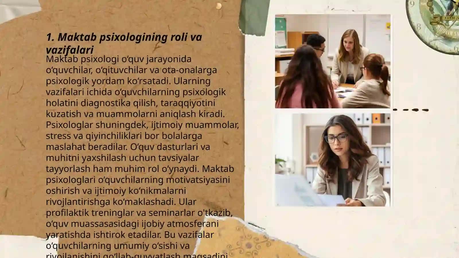 Maktab psixologining asosiy faoliyat turi 3