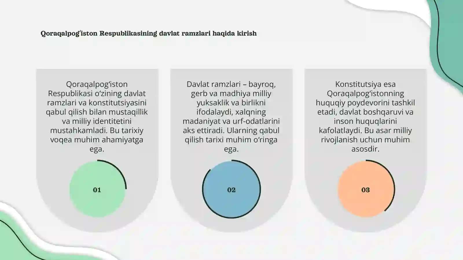 Qoraqalpogʻiston Respublikasining davlat ramzlari va konstitutsiyasining qabul qilinishi 3