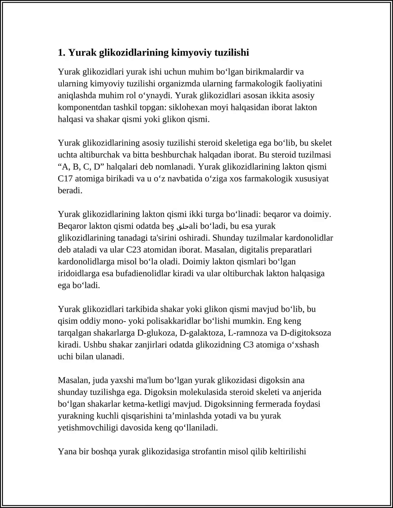 YURAK GLIKOZIDLARINING KIMYOVIY VA AHAMIYATI 3