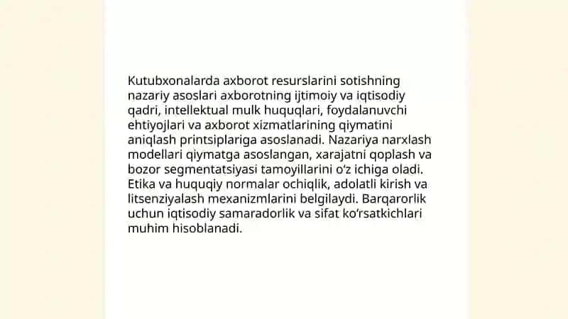 Kutubxonalarda Axborot resurslarini sotish va narx siyosati 3