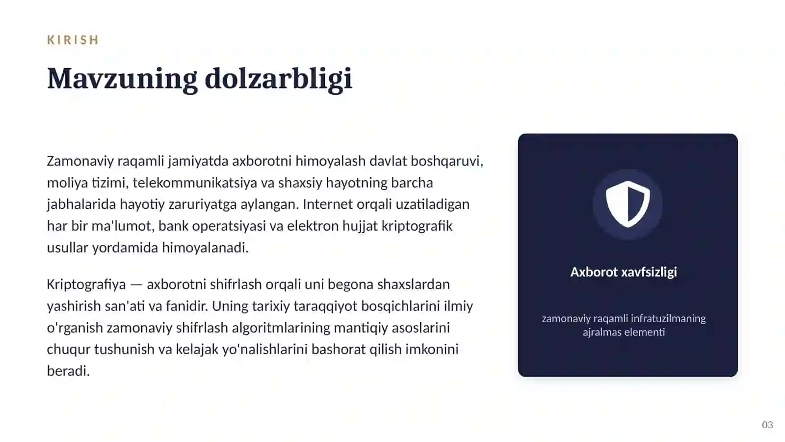 KRIPTOGRAFIYA TARIXI VA TURLI DAVRLARGA OID SHIFRLASH USULLARI 3