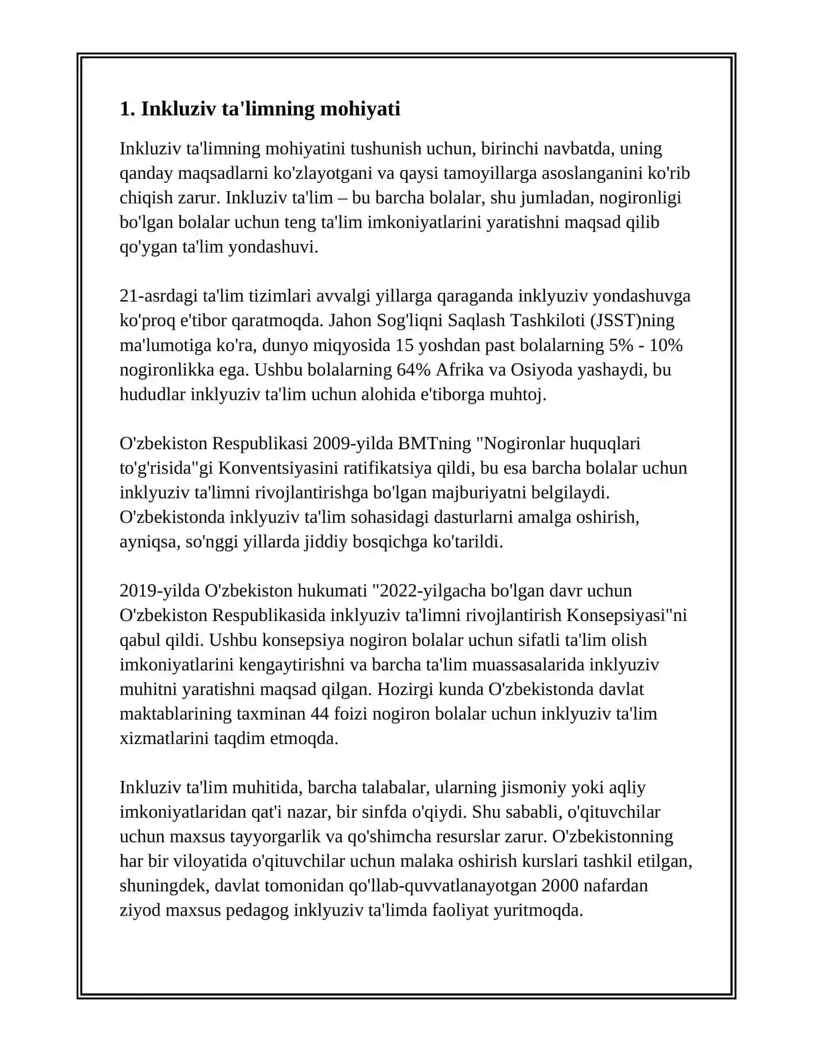 INKLYUZIV TA'LIMNING HUSUSIYATLARI OCHIQLIGI VA UNDAN FOYDALANISH 3