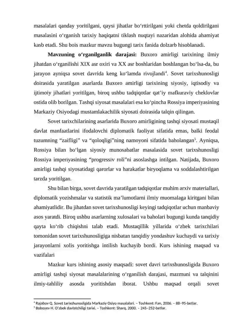 BUXORO AMIRLIGI TASHQI SIYOSAT MASALALARINING O‘RGANILISHI (SOVET DAVRI TARIXSHUNOSLIGIDA) 3