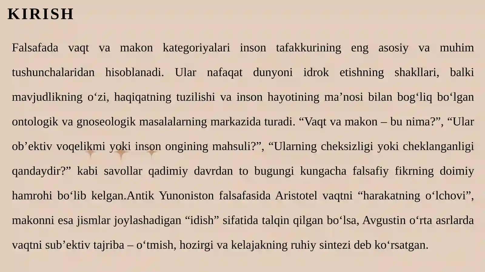 Vaqt va makon kategoriyalarining falsafiy talqini 3