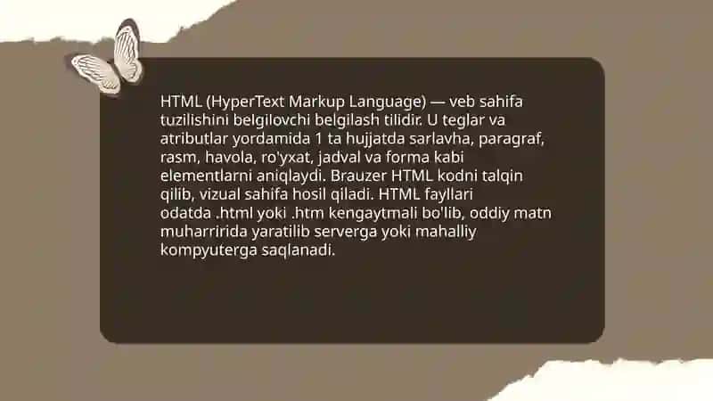 HTML tushunchasi.Web sahifa yaratish.fayllar yaratish 3
