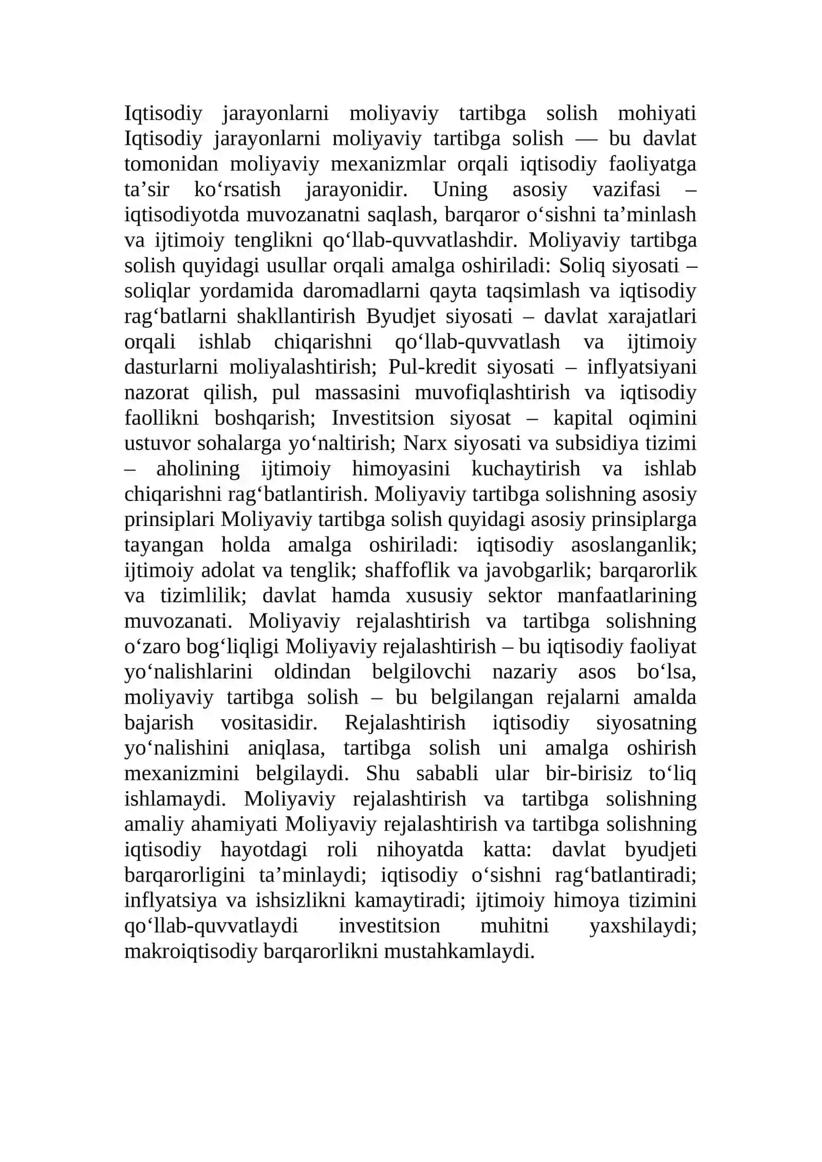 Moliyaviy rejalashtirish va iqtisodiy jarayonlarni moliyaviy tartibga solish 3