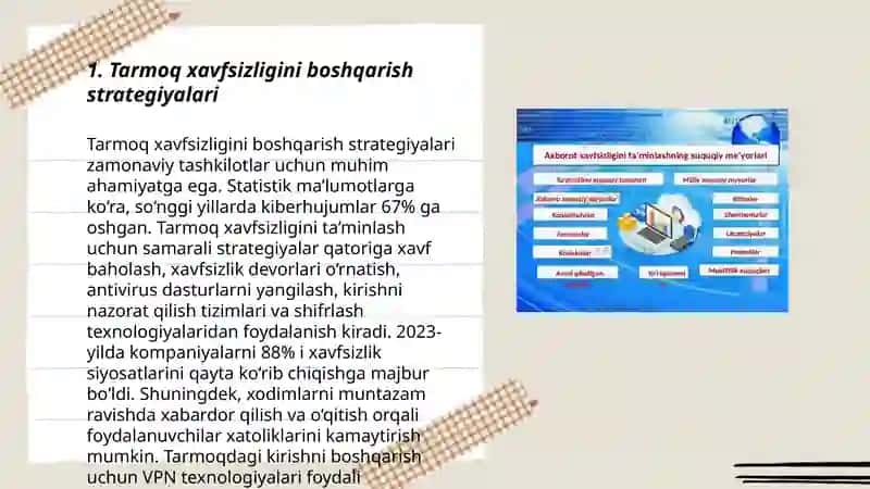 Tarmoq xavfsizligini boshqarish. Xavfsizlik auditlari, risk baholash va tarmoq xavfsizligini boshqarish strategiyalari 3