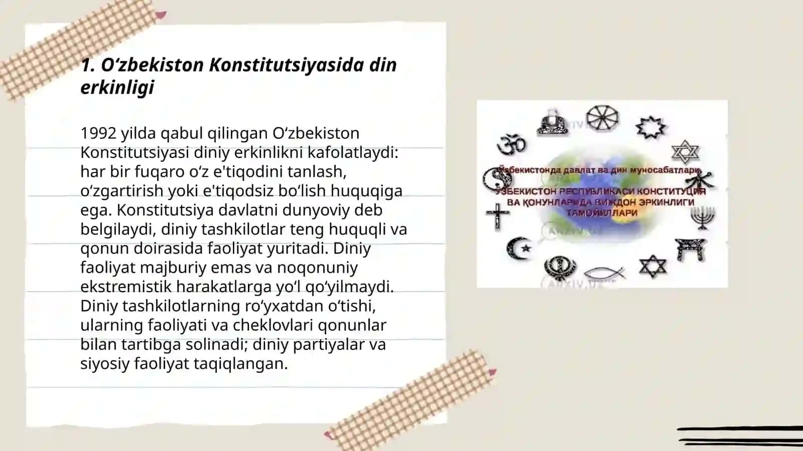 Òzbekiston Davlatning din va diniy tashkilotlar bilan munosabatlari 3