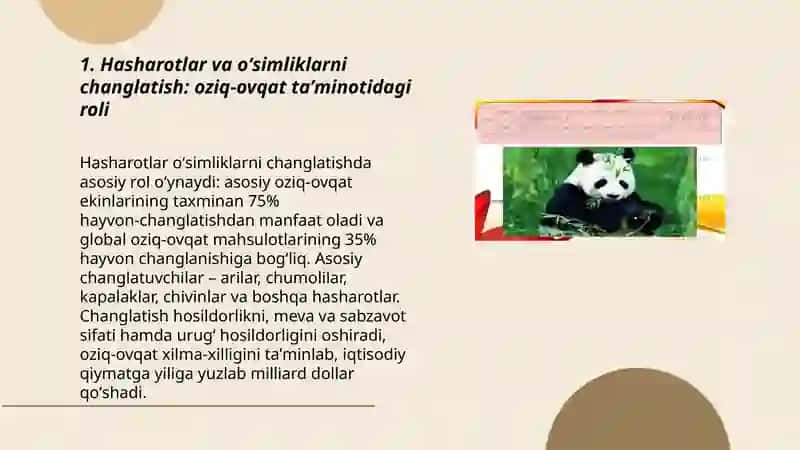 Hasharotlar va oʻsimliklarni changlatish: oziq-ovqat taʼminotidagi roli 3