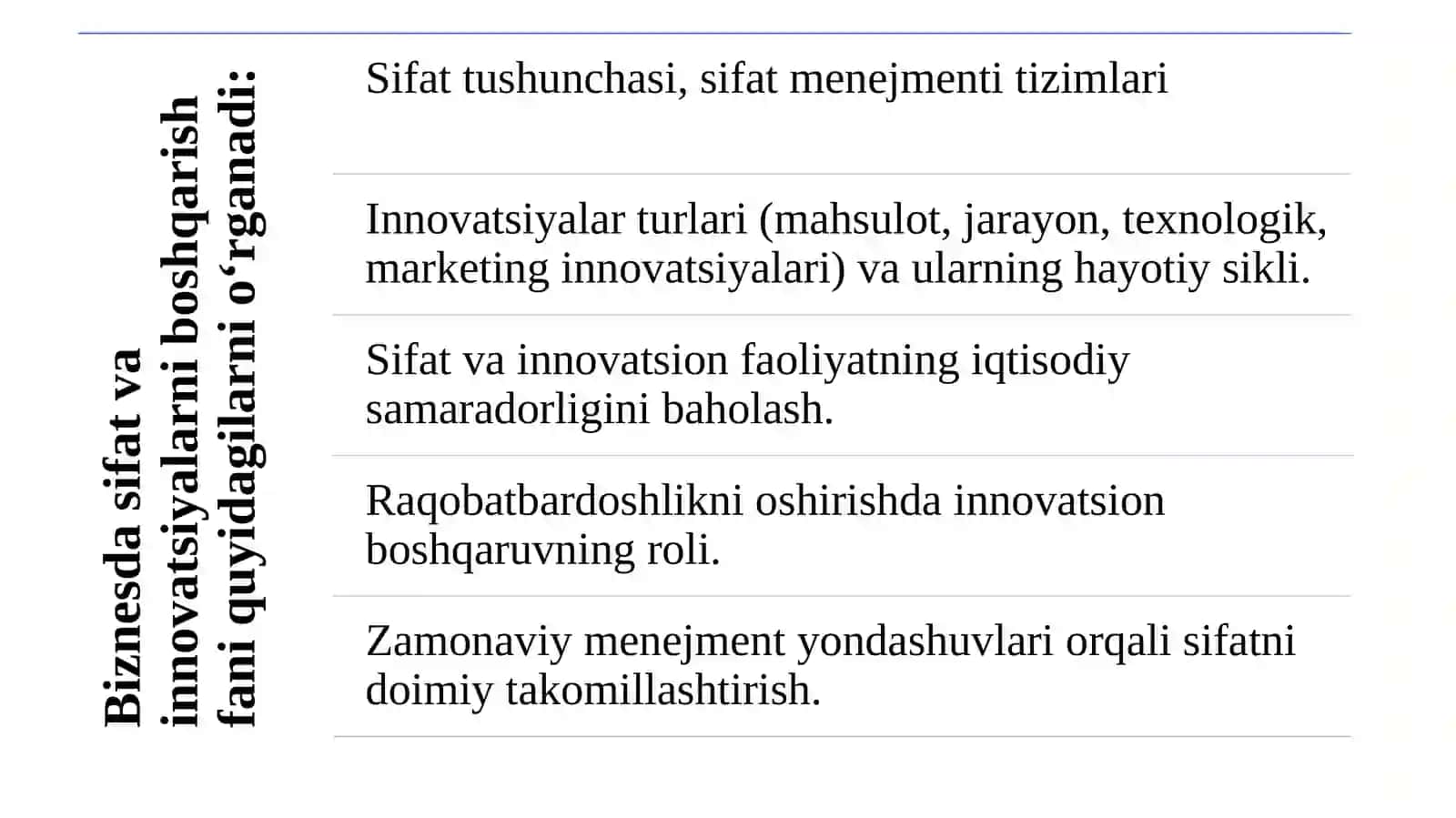 BOB. BIZNESDA SIFATNI BOSHQARISHNING O‘RNI VA TAMOYILLARI 3