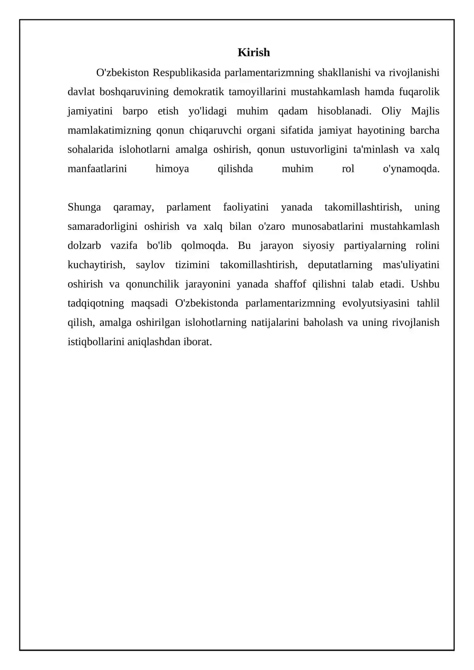 O'zbekistonda Parlamentarizmning Shakllanishi va Evolyutsiyasi 3